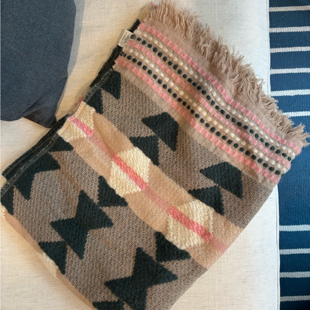 Madewell Textured Knit Scarf with Pink and Green Accents